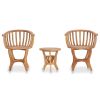 3 Piece Patio Bistro Set Solid Teak Wood