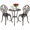 Patio Bistro Furniture Set Outdoor Garden Table Set with Umbrella Hole, 3-Piece