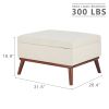 Beige Large Ottoman with Storage, 31.5-inch Mid Century Modern Rectangle Coffee Table with Lid Lifting Function and High Wooden Legs