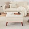 Beige Large Ottoman with Storage, 31.5-inch Mid Century Modern Rectangle Coffee Table with Lid Lifting Function and High Wooden Legs