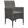 3 Piece Bistro Set Poly Rattan and Acacia Wood Gray