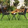 3 Piece Folding Patio Bistro Set Outdoor Furniture Set with Steel Frame