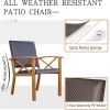 Patio Bistro Set 3 Pieces with Wood Grain Aluminum Wicker Padded Porch Chairs,Coffee Table