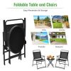 3 Piece Folding Patio Bistro Set Outdoor Furniture Set with Steel Frame