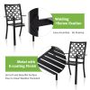 MEOOEM Stackable Metal Outdoor Dining Chairs Set of 2 Patio Bistro Chairs with Armrest Supports 300 LBS for Garden Poolside Backyard Classical Black