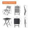 Set of 3 Wicker Patio Folding Bistro Set for Small Spaces White and Black Patio Set