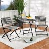 Set of 3 Wicker Patio Folding Bistro Set for Small Spaces White and Black Patio Set