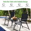 3 Piece Folding Patio Bistro Set Outdoor Furniture Set with Steel Frame