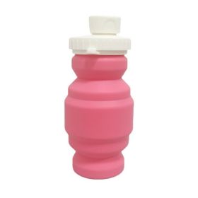 Portable Silicone Folding Cup 320ml Mini Outdoor Picnic Tableware Box Travel Coffee Retractable Wine Glass (Capacity: 320ml, color: Pink)