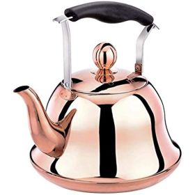 Rose Gold Stainless Steel Kettle; Streamlined Spout; Anti-scalding Handle; tea Kettle for Stove Top Whistling (Size : 4L) (Size: 3L)