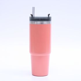 1pc Stainless Steel Vacuum Mug; Home; Office Or Car Vacuum Flask; Insulation Cup With Straw; Insulated Tumbler (color: Pink)