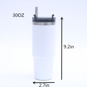 1pc Stainless Steel Vacuum Mug; Home; Office Or Car Vacuum Flask; Insulation Cup With Straw; Insulated Tumbler (color: White)