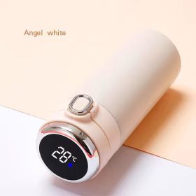 Intelligent Vacuum Cup Car Protable Thermos Coffee Tea Milk Travel Thermoses Bottle Stainless Steel Smart Temperature Display (Capacity: 420ml, color: White)