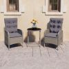 3 Piece Patio Bistro Set Poly Rattan and Glass Gray