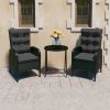 3 Piece Patio Bistro Set Poly Rattan and Glass Black