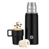 Healter 850ml Travel Vacuum Flask;  Water Thermos Bottle for Coffee;  Built-in Lid Cup;  Stainless Steel;  Thermal Tea Mug;  Sport Bottles