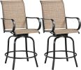 Patio Swivel Bar Stools Outdoor Chairs Set of 2 Outdoor High Bistro Stools Outdoor Furniture, All-Weather Patio Stools