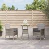 3 Piece Patio Bistro Set with Cushions Gray Poly Rattan