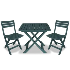 3 Piece Folding Bistro Set Plastic Green (color: Green)