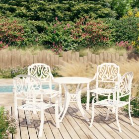 5 Piece Bistro Set Cast Aluminum White (color: White)