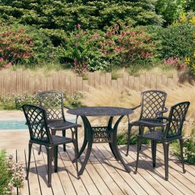 5 Piece Bistro Set Cast Aluminum Black (color: Black)