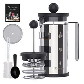 French Press Cafetiere 2 Cups, Stainless Steel Body Shell Coffee Maker- Heat Resistant - Stainless Steel Filter Coffee Press for Coffee Lover (Silver (Size: 350ml)