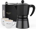 RAINBEAN Moka Pot 6 Cup Set, 11 oz / 300ml Stovetop Espresso Maker, Italian Cuban Greca Coffee