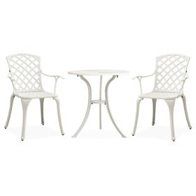 3 Piece Bistro Set Cast Aluminum White (color: White)