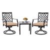 MEOOEM Patio Dining Set  Bistro Set Outdoor Furniture Square Bistro Metal Table Side Table and Swivel Dining Chairs with Cushion