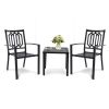 MEOOEM Patio Dining Set  Bistro Set Outdoor Furniture Square Bistro Metal Table Side Table and Metal Stackable Chairs, Black