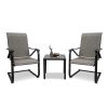 MEOOEM Patio  C Spring Textilene Dining Set  Bistro Set Outdoor Furniture Square Bistro Metal Table Side Table and Dining Chairs