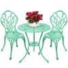 2024 New 3-Piece Outdoor Rust-Resistant Cast Aluminum Patio Bistro Set with Tulip Design, Antique Finish