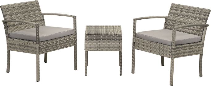 (Only for Pickup)3 Piece Rattan sofa set (color: Gray)