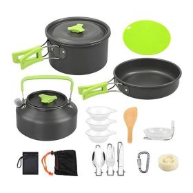 Outdoor Hiking Picnic Camping Cookware Set Picnic Stove Aluminum Pot Pans Kit (Type: 16 Pcs, color: Grey)