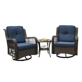 Outdoor Bistro Set 3 Pieces, Outdoor Resin Wicker Swivel Rocker Patio Chair, 360-Degree Swivel Rocking Chairs and Tempered Glass Top Side Coffee Table (color: as Pic)