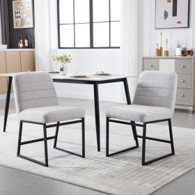 Upholstered Linen Fabric Dining Chairs Set of 2 With Metal Legs (color: as Pic)