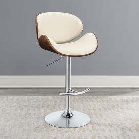 Ecru and Chrome Adjustable Bar Stool (color: as Pic)