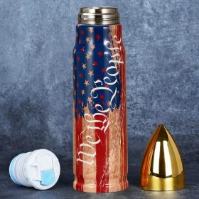 WE THE PEOPLE USA Flag Stainless Steel Bullet Tumbler (color: 17oz-WE THE PEOPLE)