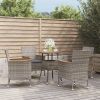 5 Piece Patio Bistro Set with Cushions Gray Poly Rattan