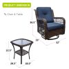 Outdoor Bistro Set 3 Pieces, Outdoor Resin Wicker Swivel Rocker Patio Chair, 360-Degree Swivel Rocking Chairs and Tempered Glass Top Side Coffee Table