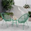 3 Piece Patio Bistro Conversation Set with Side Table, Acapulco All-Weather PE Rattan Chair Set,Flexible Rope Furniture Outdoor with Coffee Table