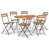 7 Piece Folding Bistro Set Solid Wood Acacia and Steel