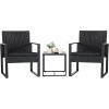 3 Pieces Patio Set Outdoor Wicker Furniture Sets Modern Rattan Chair Conversation Sets with Coffee Table for Yard and Bistro