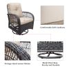 360-Degree Patio Wicker Swivel Rocker Chairs Set;  Outdoor Rattan Rocking Bistro Sets with Cushions and Table; Dark Brown