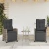 3 Piece Bistro Set with Cushions Gray Poly Rattan