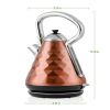 Electric Kettle Hot Water Boiler Stainless Steel 1.7 L Automatic Shut-Off 1500W Cleo Collection Cool Touch Handle Portable Brew Coffee Maker Tea Heate