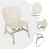 3 Pieces Hollow Design Retro Patio Table Chair Set All Weather Conversation Bistro Set Outdoor Table with Open Shelf and Lounge Chairs with Widened Se