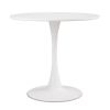 31.5"H White Tulip Table Mid-Century Dining Table with Round MDF Table Top;  Pedestal Dining Table;  End Table Leisure Coffee Table XH