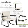 Outdoor Furniture - Three Pieces of Outdoor Swing Bistro Set Porch with Black Wicker Furniture - Living Room Chairs