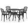 5 Piece Bistro Set Cast Aluminum Black